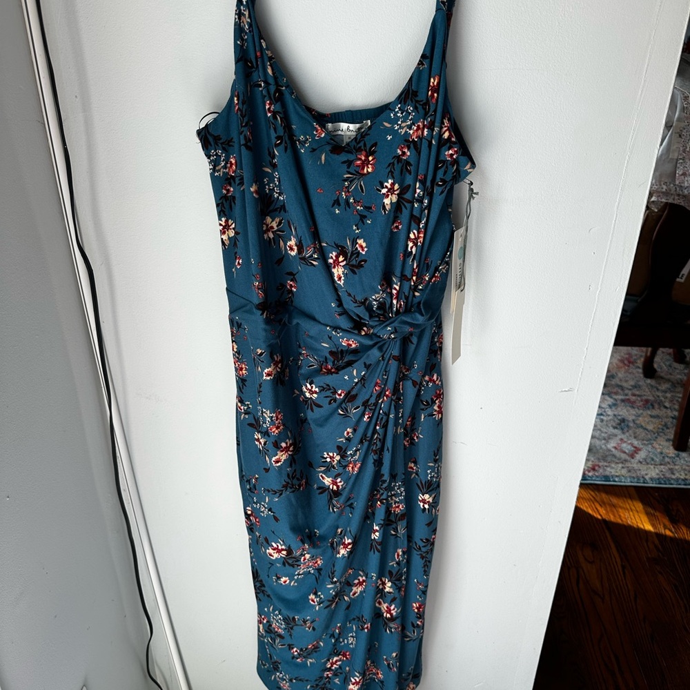 Nine Britton Teal Floral Midi Dress